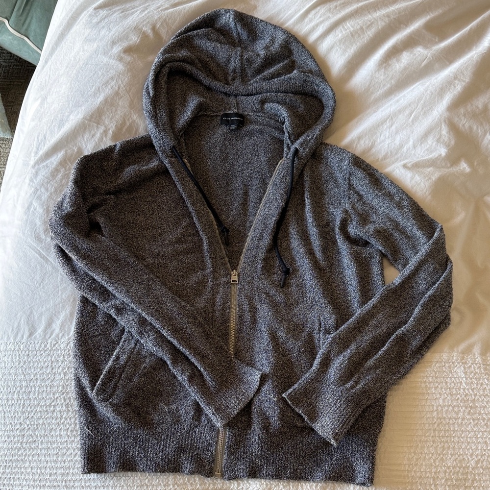 Club Monaco Navy Boucle Zip Up